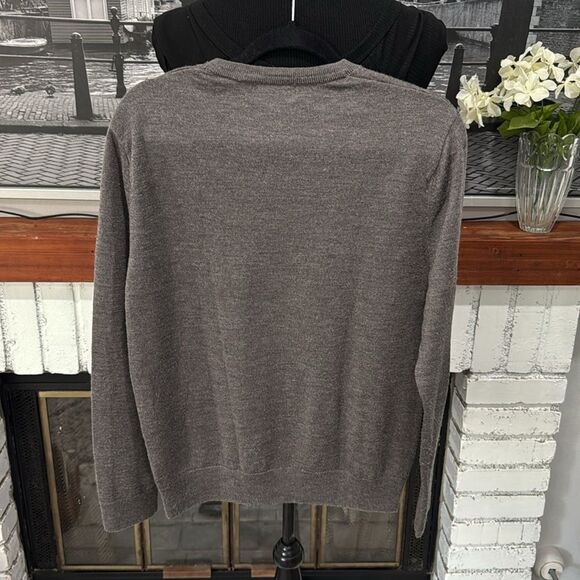 Banana Republic Mens Sweater Medium Merino Wool V-Neck Long Sleeve Taupe Brown - Picture 2 of 4